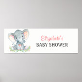 Waterverf Elephant Girl Baby shower Banner Poster (Voorkant)