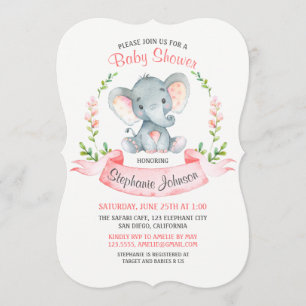 Waterverf Elephant Girl Baby shower Kaart