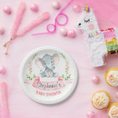 Waterverf Elephant Girl Baby shower Papieren Bordje (Feest)
