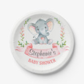 Waterverf Elephant Girl Baby shower Papieren Bordje (Voorkant)