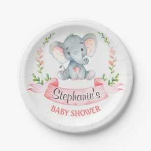 Waterverf Elephant Girl Baby shower Papieren Bordje