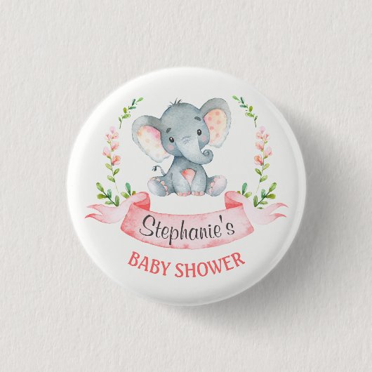 Waterverf Elephant Girl Baby shower Ronde Button 3,2 Cm (Voorkant)