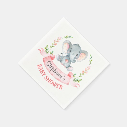 Waterverf Elephant Girl Baby shower Servet (Hoek)
