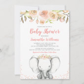 Waterverf Elephant Girl Baby Shower Uitnodigingen (Voorkant)