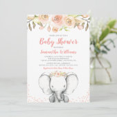 Waterverf Elephant Girl Baby Shower Uitnodigingen (Staand voorkant)