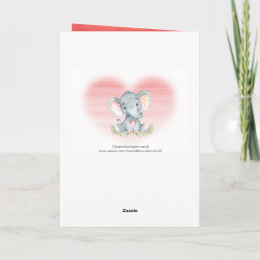 Waterverf Elephant Girl Hartelijk dank Bedankkaart (Achterkant)