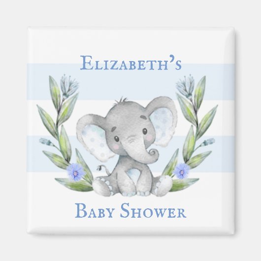 Waterverf Elephant Greenery Boy Baby shower Magneet (Voorkant)
