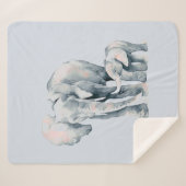 Waterverf Elephant Ma & Calf Animal Wildlife Art Sherpa Deken (Voorkant (horizontaal))