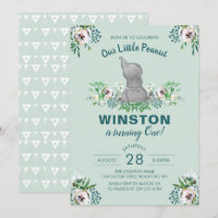 Waterverf Elephant Mint Green Floral 1 september