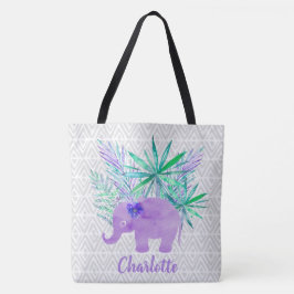 Waterverf Elephant Oerwoud Shibori Primitief Tote Bag