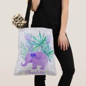Waterverf Elephant Oerwoud Shibori Primitief Tote Bag (Dichtbij)