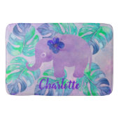 Waterverf Elephant Oerwoud Tropisch Monstera Leaf Badmat (Voorkant)