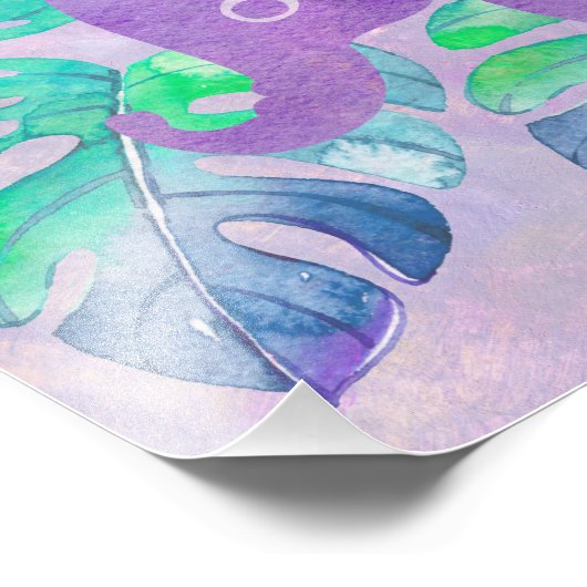 Waterverf Elephant Oerwoud Tropisch Monstera Leaf Foto Afdruk (Hoek)