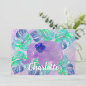 Waterverf Elephant Oerwoud Tropisch Monstera Leaf Kaart (Staand voorkant)