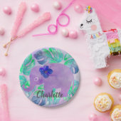 Waterverf Elephant Oerwoud Tropisch Monstera Leaf Papieren Bordje (Feest)