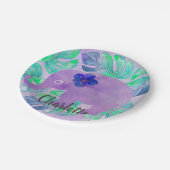 Waterverf Elephant Oerwoud Tropisch Monstera Leaf Papieren Bordje (Gekanteld)