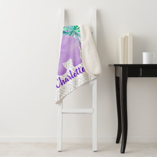 Waterverf Elephant Oerwoud Tropisch Sherpa Deken (In situ)