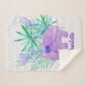 Waterverf Elephant Oerwoud Tropisch Sherpa Deken (Voorkant (horizontaal))