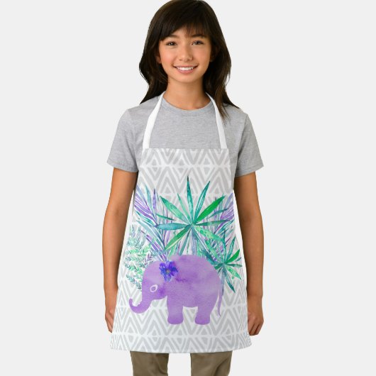 Waterverf Elephant Oerwoud Tropische bladeren Schort (Insitu)