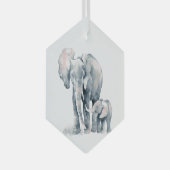 Waterverf Elephant Parent Wildlife Animal Natuur Glas Ornament (Voorkant Rechts)