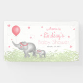Waterverf Elephant Pink Heart Baby shower Welkom Spandoek (Horizontaal)