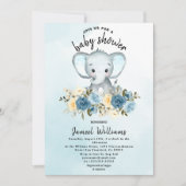 Waterverf Elephant Rozen Geel blauw Baby shower Kaart (Voorkant)