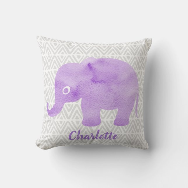 Waterverf Elephant Shibori Primitive Chevron Kussen (Voorkant)