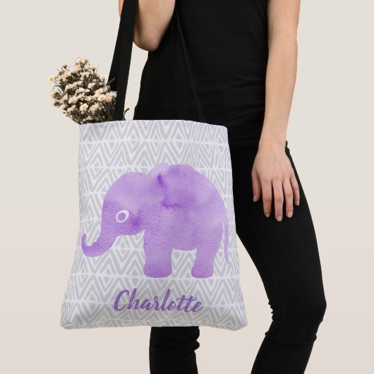 Waterverf Elephant Shibori Primitive Chevron Tote Bag (Dichtbij)