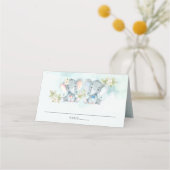 Waterverf Elephant Twins Boy Girl Baby shower Plaatskaartje (Achterkant)