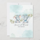 Waterverf Elephant Twins Boy Girl Birthday Party Kaart (Achterkant)