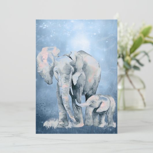 Waterverf Elephant Wildlife Natuur Animal Art (Staand voorkant)