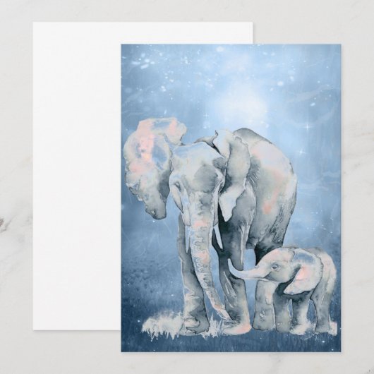 Waterverf Elephant Wildlife Natuur Animal Art (Voorkant / Achterkant)