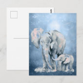 Waterverf Elephant Wildlife Natuur Animal Art Briefkaart (Voorkant / Achterkant)