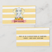 Waterverf Elephant Yellow Stripe Baby Registry Visitekaartje (Voorkant / Achterkant)