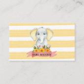Waterverf Elephant Yellow Stripe Baby Registry Visitekaartje (Voorkant)