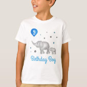 Waterverf Elephants Blue Balloon Birthday Boy T-shirt (Voorkant)