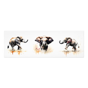 Waterverf Elephants Natuur Animal Art Foto Afdruk