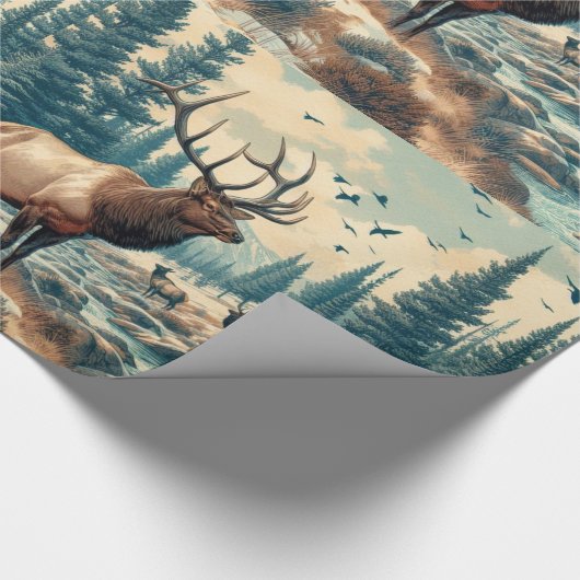 Waterverf Elk AI Art Cadeaupapier (Hoek)