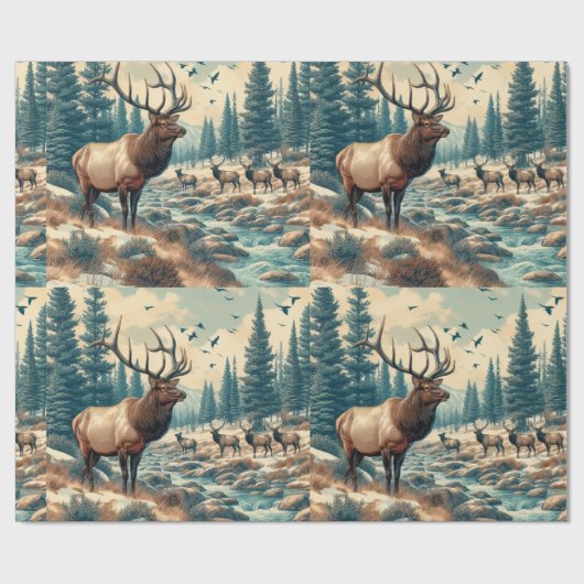  Waterverf Elk AI Art Cadeaupapier (Vlak)