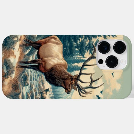 Waterverf Elk AI Art iPhone / iPad case (Achterkant (horizontaal))