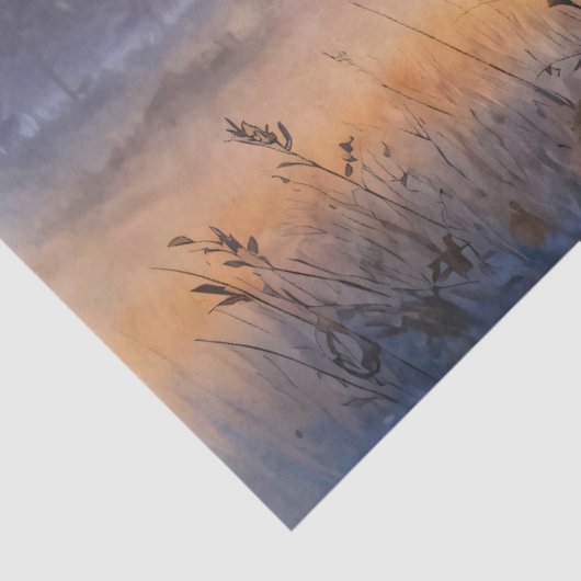 Waterverf Elk bij Sunrise Decoupage Tissuepapier (Detail)