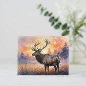 Waterverf Elk bij zonsopgang Briefkaart (Staand voorkant)