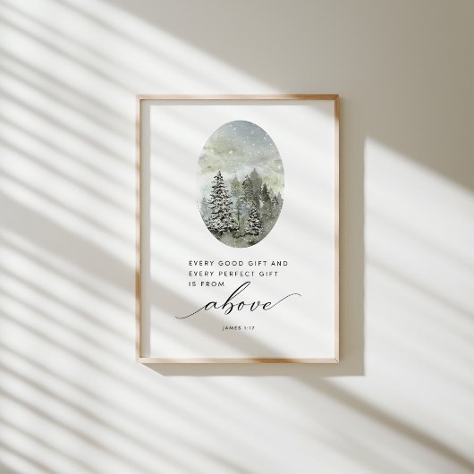 Waterverf elk kerstcadeau van bovenaf poster