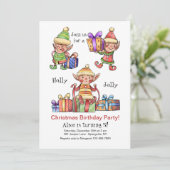 Waterverf Elves Kerstdag Uitnodiging (Staand voorkant)