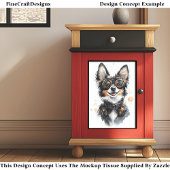 Waterverf Elzasser Puppy Dog, GSD CD8 Decoupage Tissuepapier