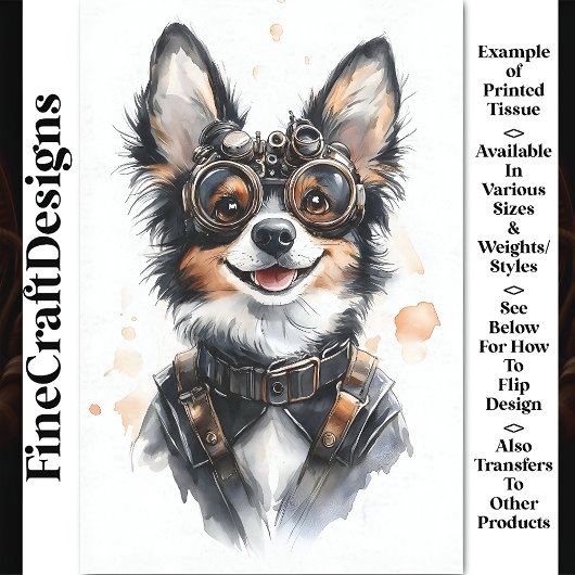 Waterverf Elzasser Puppy Dog, GSD CD8 Decoupage Tissuepapier