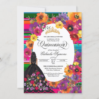 Waterverf Embroidery Floral Serape Quinceañera Kaart