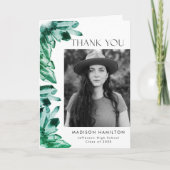 Waterverf Emerald Green Crystals Foto Afstuderen Bedankkaart (Voorkant)