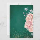 Waterverf Emerald Green en Blush Pink Wedding Kaart (Achterkant)