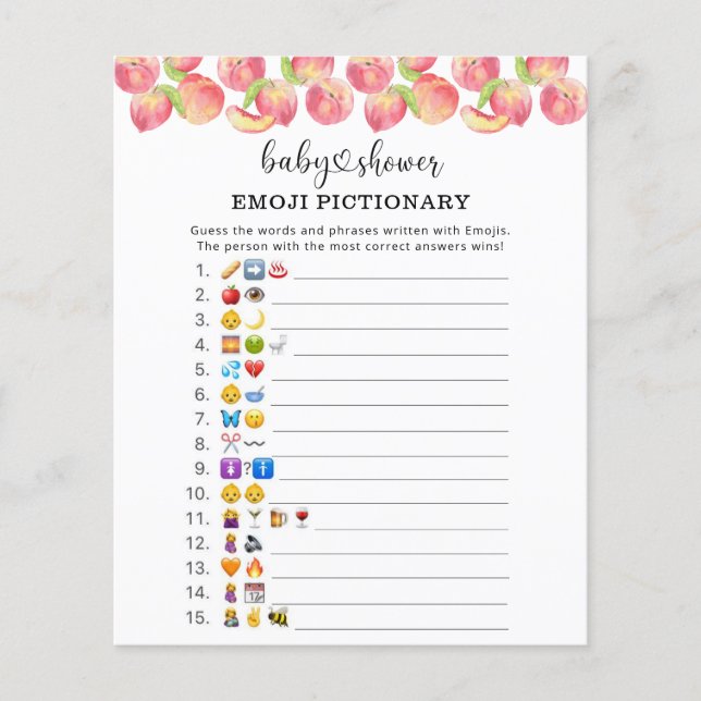 Waterverf Emoji afbeelding game baby shower (Voorkant)